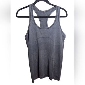 Women’s Size 8 LULULEMON Logo Swiftly GreyTank Top Tee Razor Back Workout Sz 8